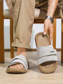 Pantuflas ajustables con cierre de gancho y bucle, transpirables, amortiguadoras, suaves y cómodas para hombres y mujeres, adecuadas para uso diario y juego en verano. - Gris blanquecino puro - Ver 13