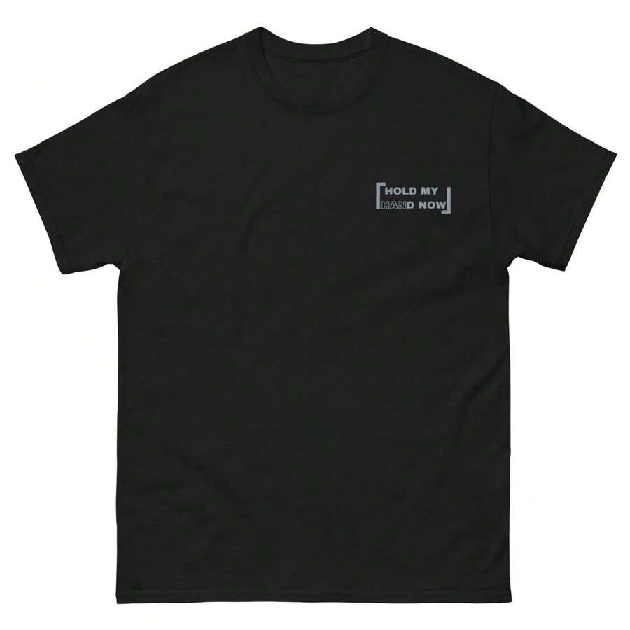 Strays Kidss Hans Jisung Hold My Hansd Now Embroidered Tshirt Tee Merch - Black - View 1