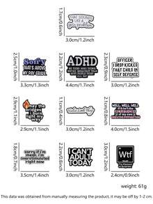 Sarcastic & Funny Enamel Pin Set, 10PCS Mood Lapel Pins - Multicolor - View 2