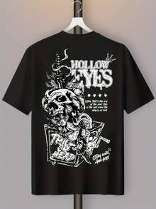 Vêtements d'été pour hommes, T-shirt pour hommes avec imprimé crâne Abyss Y2K, tenues assorties pour la famille, motifs spécialement conçus pour la Fête de la Fête des Pères, exclusif pour la Fête de l'Indépendance et la Déclaration d'Indépendance, un T-shirt d'été tendance pour hommes/femmes. - Noir - Voir 2