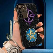Funda para Teléfono con Diseño de Círculo Mágico Misterioso Impreso en 2D, Estilo Estelar, Color Plateado Mate de Lujo, Tecnología IMD, para Samsung S25 y Otros Teléfonos de la Serie. - Negro - Ver 2