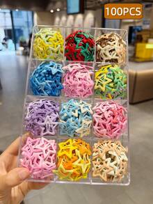 10pcs/30pcs/50pcs/100pcs Y2K Macaron Color Star Hair Clips, Cute Minimalist Five-Pointed Star BB Clips, Versatile Accessories Suitable For Teenage Girls And Women For Daily Wear, Performances, And Photo Shoots,Hair Claws - Apricot - View 14