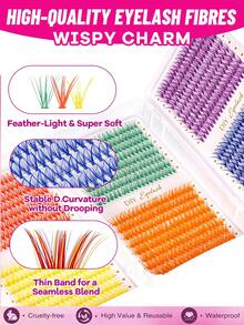 960pcs Rainbow D-Curl Colored Cluster Lashes, 6 Styles Soft Lightweight Reusable DIY Lashes, Beginner Makeup For Party, Cosplay & Back To School - D - View 3