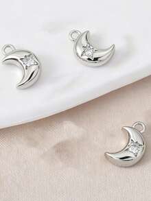 3 Styles DIY Fashionable Personalized Copper Inlaid Cubic Zirconia 18K Gold/Silver Star & Moon Jewelry Accessories, Suitable For Various Occasions - DIY Moon Accessories - View 8
