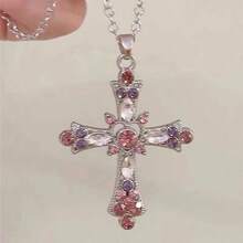 1pc Creative Personalized Fashion Cross Necklace Pendant Car Rearview Mirror Decorative Hanging Ornament - Cross - View 5