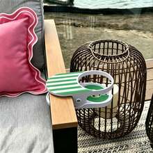 1pc Sturdy Plastic Clip-On Cup Holder, Cute Pink & White Striped Portable Cup Tray, Adjustable Buckle Securely Holds Water Bottles And Drinks, Outdoor Beverage Storage Accessory, Back To School Essential; Fits Pool, Beach, Balcony, Patio Furniture; Matches Soft Macaron Seaside Style, Minimalist Summer Casual Style, Sweet Girly Outdoor Style - Multicolor - View 11
