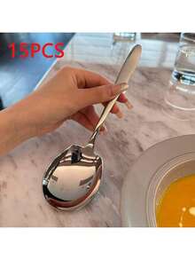 5pcs/2pcs/1pc Stainless Steel Large Serving Spoon, Suitable For Hotel Buffet And Restaurant - Thick Public Spoon, Western Tableware, Kitchen Supplies, Christmas Gift - Multicolor - View 17