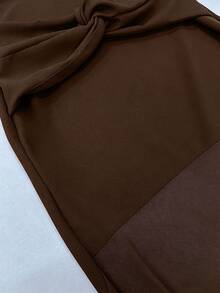 Women's Coffee Color Strapless Fitted Dress, Sleeveless Waist-Cinching Slimming Mesh Patchwork Elegant Evening Party Dress For Spring, Summer And Autumn - Coffee - View 8