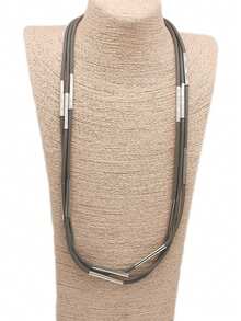 MARLIWOO 1pc Multi-Layer Contrast Color Splicing Versatile Necklace, Minimalist Casual Style Jewelry For Women - Multicolor - View 7