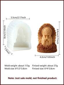 聖母瑪利亞矽膠蠟燭模具，配有優雅光環、玫瑰花底座和蓮花寶座，柔軟矽膠材質，彈性良好且易脫模，適用於手工DIY蠟燭、石膏裝飾或樹脂工藝，適合家居裝飾、節日禮物和手工愛好者 - 祈禱少女模具 - 查看 5