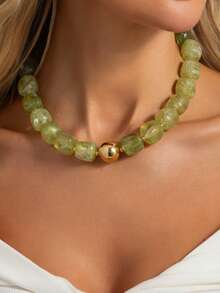 1pc Bohemian Style Casual Fashion Resin Beaded Necklace, Suitable For Daily Wear, Vacation, Travel, Leisure, A Fashionable Jewelry Gift For Family And Friends - Resin Necklace - View 15