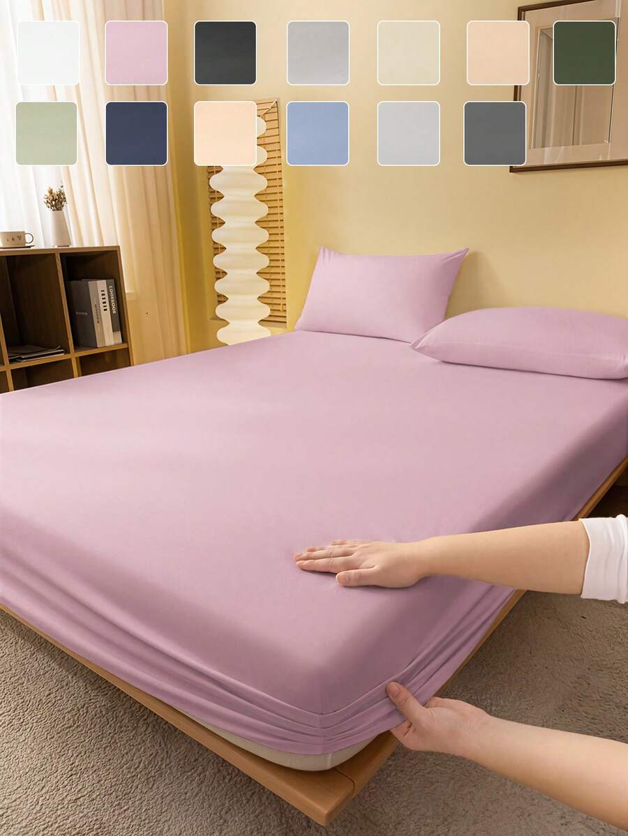 1 pièce Drap-housse, Linge de lit, Protège-matelas, Couvre-lit, Textile d'ameublement confortable, Protège-matelas respirant anti-boulochage, Couvre-lit rose, Décoration de maison, Couvre-lit de chambre/dortoir, Convient à tous les formats de lit - Twin, Full, Queen, King, Toutes saisons, Lavable en machine, Anti-poussière et antidérapant, Sans oreiller et taie d'oreiller, Décoration d'automne, Décoration de chambre