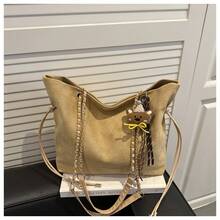 Bolso de Cuero Genuino de Lujo, Clásico y Elegante, Adecuado para Uso Diario y Ceremonias. - Grande, negro, con colgante - Ver 8