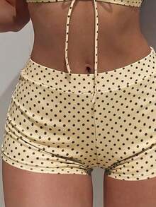 2026 Summer New Fashion Polka Dot Print Halter Tie Bikini 4-Piece Set For Beach Party Vacation - Multicolor - View 4