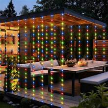 LED 串燈窗簾燈，8 種可調光模式，USB 供電附遙控器，夢幻串燈，適用於婚禮、聖誕節和節日家居裝飾（彩色燈） - USB窗簾燈串 - 查看 11