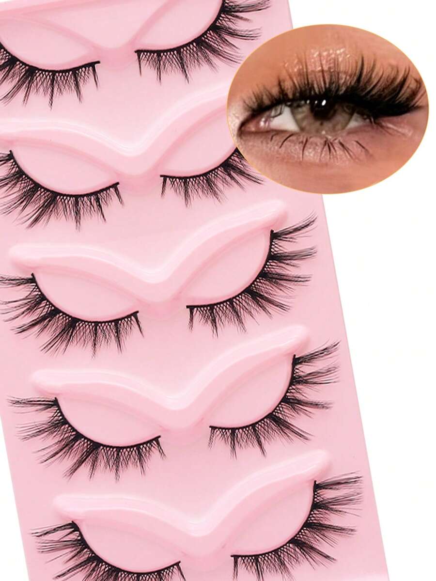 5 Pairs Cartoon Style Sharp Tail Cat Eye False Eyelashes, Natural Makeup Effect Anime Fake Lashes - MA024 - View 1