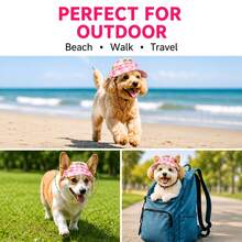 BVEOYPET 1pc Cute Plaid Heart Print Pet Baseball Cap, Adjustable Pet Sun Hat, Breathable Outdoor Sun Protection Hat, Suitable For Small Dogs And Cats, Summer Pet Accessory - Red - View 4