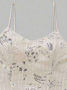 Women's Elegant Embroidered Beaded Waist Ruffle Strap Mini Dress, Solid Color Vintage Elegant Sexy Casual Bohemian Party Woven Fabric White Summer - White - View 2