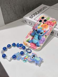Disney Has Authorized, Phone Case - Chain Set, The Stitch Lilo & Stitch 3D Phone Case Plus A Silicone 3D Stitch Bracelet With Metallic Ring Removable Bracelet, Stitch And Angel Pattern, Compatible With Iphone17/16/15/14/13/12/11/XS/XR/X Plus Pro Max, A Stylish Cartoon Phone Case, The Perfect Gift Choice, Phone Protection, Durable Phone Cover, Great Gift For Friends And Family. - trắng - Xem 5