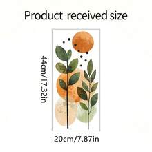 1/3/5pcs Boho Botanical Wall Decal Abstract Minimalist Green Leaves Orange Sun Geometric Wall Stickers Removable PVC For Living Room Home Office Bedroom Aesthetic Decor - Bohemian Leaves - View 3