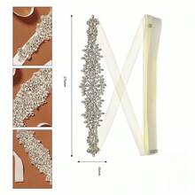 1pc Women's Luxury Satin Rhinestone Applique Bridal Sash, Wedding Accessory Suitable For Weddings, Receptions, Parties - White - View 6
