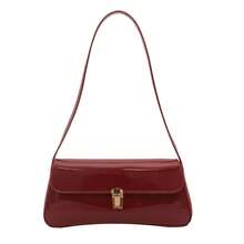 Bolso de Hombro Elegante y Clásico de Cuero Genuino de Lujo, Adecuado para Uso Diario y Ceremonias, con Cierre Retro Francés 2026, Lacado, de Gran Capacidad, a la Moda para el Verano, Estiloso, para Mujer. - Negro - Ver 7