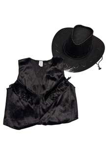 Children's Cowboy Style Kit – Hat + Vest With Fringe - Black Rope - View 15