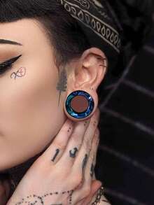 1PC Rainbow Flash Round Shell Ear Plug Tunnel Plated Black Stainless Steel Round Hollow Pulley Expansion Ear Gauge Stretcher Piercing Jewelry 6-25mm Punk In Daily Life - 1 Shell-shaped Pulley Ear Amplifier - View 3