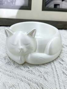 白色可爱睡猫造型首饰托盘，装饰小物收纳碗，多功能戒指耳环收纳盒，创意家居装饰，梳妆台收纳，高品质礼品之选 - 彩色 - 查看 8