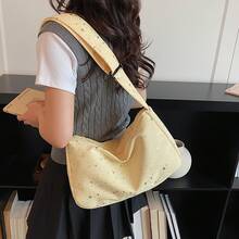 Bolso de cuero genuino para mujer, elegante bolso de mano y de hombro para oficina, citas y fiestas. Bolso tote sencillo con estampado de estrellas de alto valor para chicas, lindo y versátil para estudiantes universitarias, bolso cruzado elegante para clase. - Azul - Ver 5