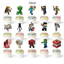 Hasbro Bộ 37 món trang trí bánh kem chủ đề thế giới khối Pixel, bộ banner và cờ trang trí tiệc, cờ treo và trang trí xoắn ốc làm phông nền tiệc sinh nhật ngày lễ - Nhiều màu - Xem 6