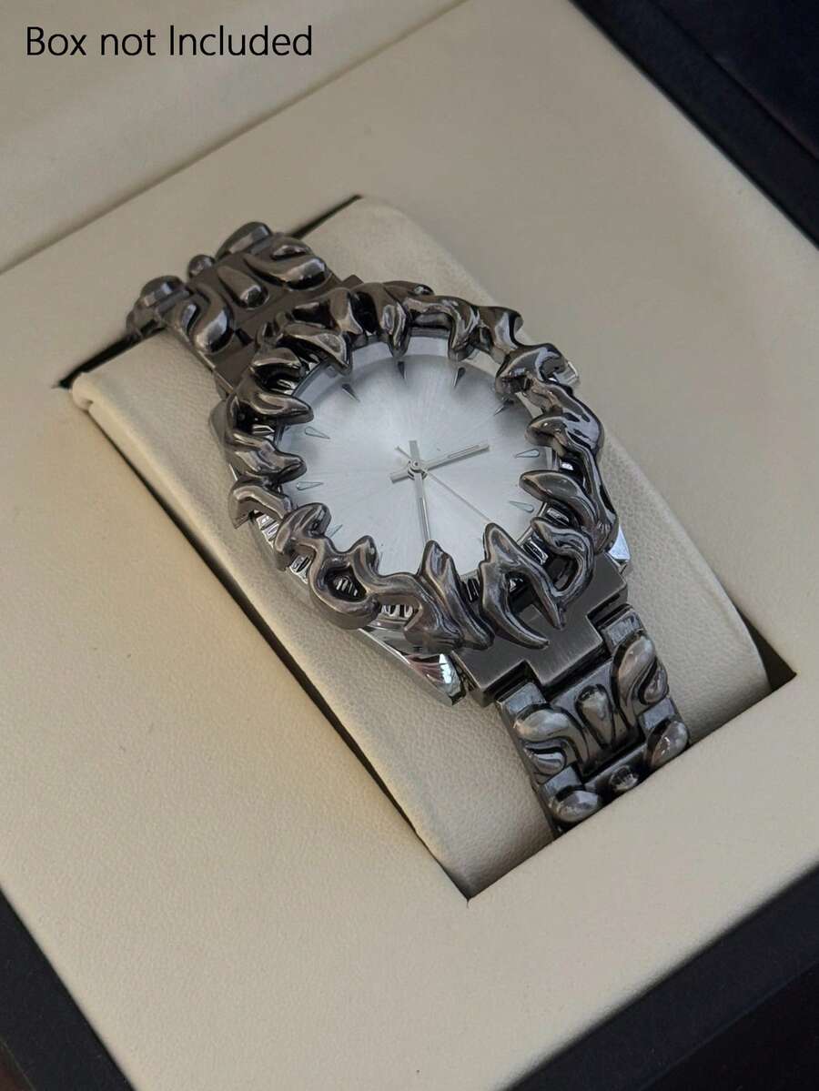 Reloj de cuarzo para hombre con esfera grande y asimétrica, adecuado para uso diario, fiestas y regalos - Negro - Ver 1