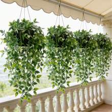 Artificial Plants, Hanging Potted Plants, Wall Hanging Shelf Decor, For Indoor, Outdoor, Living Room Shelf Decor, Home Decor, Room Decor, Garden Decoration, Wall Decoration - Green - View 4