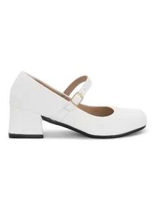 Mary Jane Women's Pump With Block Heel, Comfortable, Elegant, Minimalist, Macerata - White - View 4