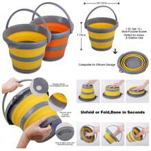 2 Pack Collapsible Plastic Bucket With 1.32 Gallon (5L) Each, Foldable Round Tub, Space Saving Outdoor Waterpot For Garden Or Camping, Portable Fishing Water Pail - 1 - View 1