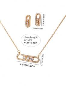 1套中東風時尚幾何耳環與項鍊珠寶套組，適合女性日常穿搭 - 女士首飾套裝 - 查看 2