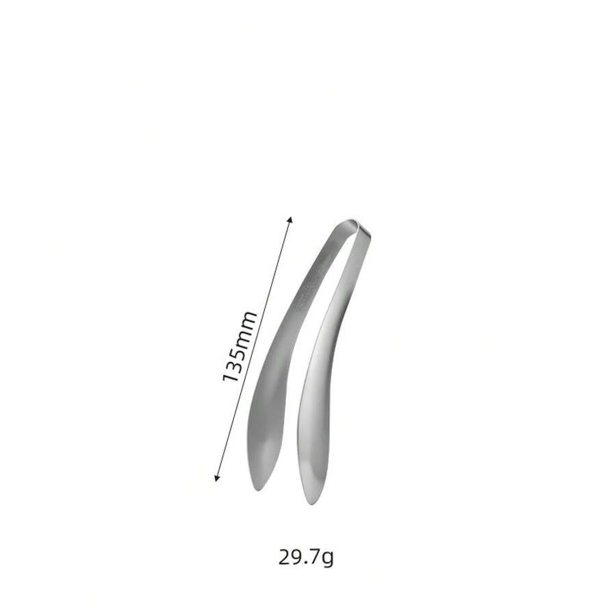 1 Piece Of Curved Food Tongs - Stylish, Lightweight, Multi-Purpose Utensil, Suitable Sushi, Salad, Fruit, Pastries, Buffet Food, And Everyday Cooking - 304 Small Size - View 1