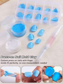1 Set anpassbares Nagelform-Ton-Set, Erstellen Sie perfekt passende Nagelspitzen ohne Messen, geeignet für DIY-Heimaniküre und Salongebrauch, Mischen im Verhältnis 1:1 - Verschiedenfarbig - Übersicht 2