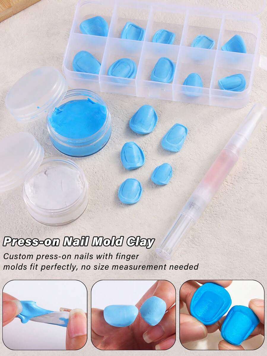 1 Set anpassbares Nagelform-Ton-Set, Erstellen Sie perfekt passende Nagelspitzen ohne Messen, geeignet für DIY-Heimaniküre und Salongebrauch, Mischen im Verhältnis 1:1