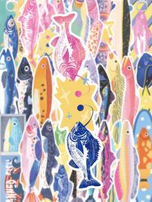 30PCS Colorful Marine Fish Series Bookmark Cartoon Aestheticism Creativity Hand Painted Sandfish Tuna Codfish Halibut Funny Stationery Paper Book Page Mark Card Bookmark - 1 Set - View 2