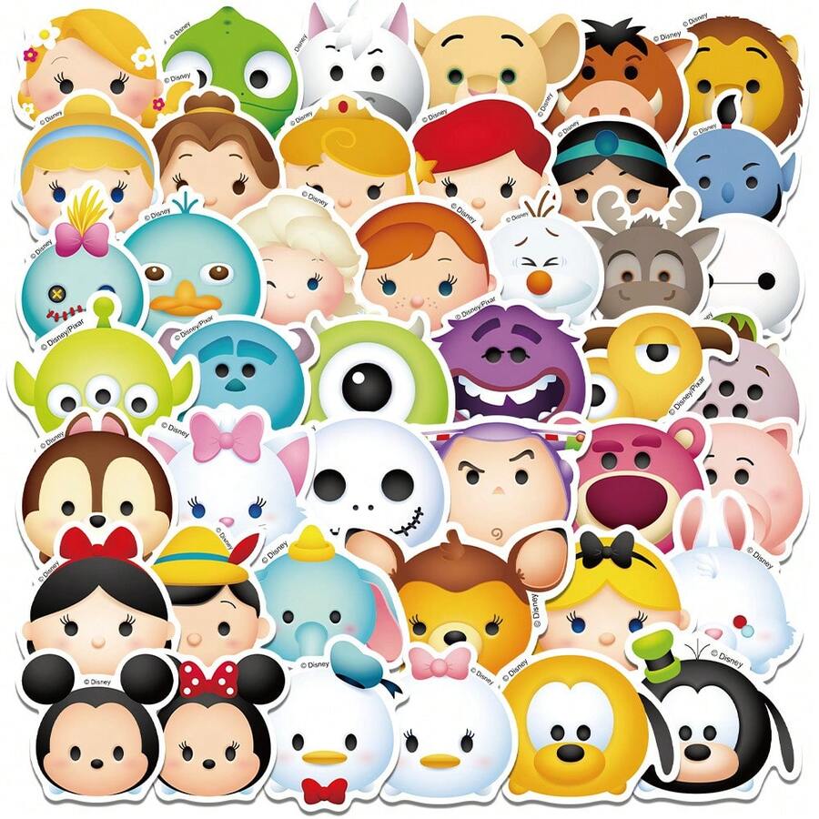 50pcs Disney Mickey Mouse Cartoon Stickers, Suitable For Books, Diaries, Phone Cases, Laptops, Tablets, Water Bottles, Can Be Used As Holiday, Birthday Gifts Or Rewards, Decorative Gifts. Includes Stickers Of Mickey Mouse, Donald Duck, Daisy, Winnie The Pooh, Stitch And Other Cartoon Characters, Waterproof And Durable. - Multicolor - View 1
