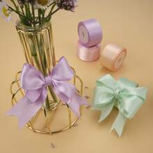 6 Rolls Satin Ribbon, 4CM*6 Rolls Satin Ribbon Set, Solid Color Fabric Ribbon, Suitable For DIY Crafts, Gift Wrapping, Wedding Decoration And Bow Making, Rose Bows, Party Decoration, Holiday Gifts - 6-piece Pack - View 8