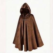 Medieval Vintage Hooded Cloak Wizard Cape Halloween Cosplay Stage Performance Costume - Khaki - View 3