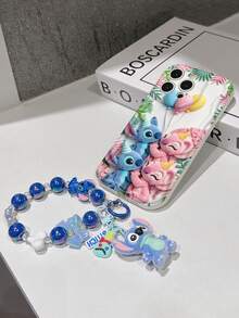 Disney Has Authorized, Phone Case - Chain Set, The Stitch Lilo & Stitch 3D Phone Case Plus A Silicone 3D Stitch Bracelet With Metallic Ring Removable Bracelet, Stitch And Angel Pattern, Compatible With Iphone17/16/15/14/13/12/11/XS/XR/X Plus Pro Max, A Stylish Cartoon Phone Case, The Perfect Gift Choice, Phone Protection, Durable Phone Cover, Great Gift For Friends And Family. - 白色 - 查看 5