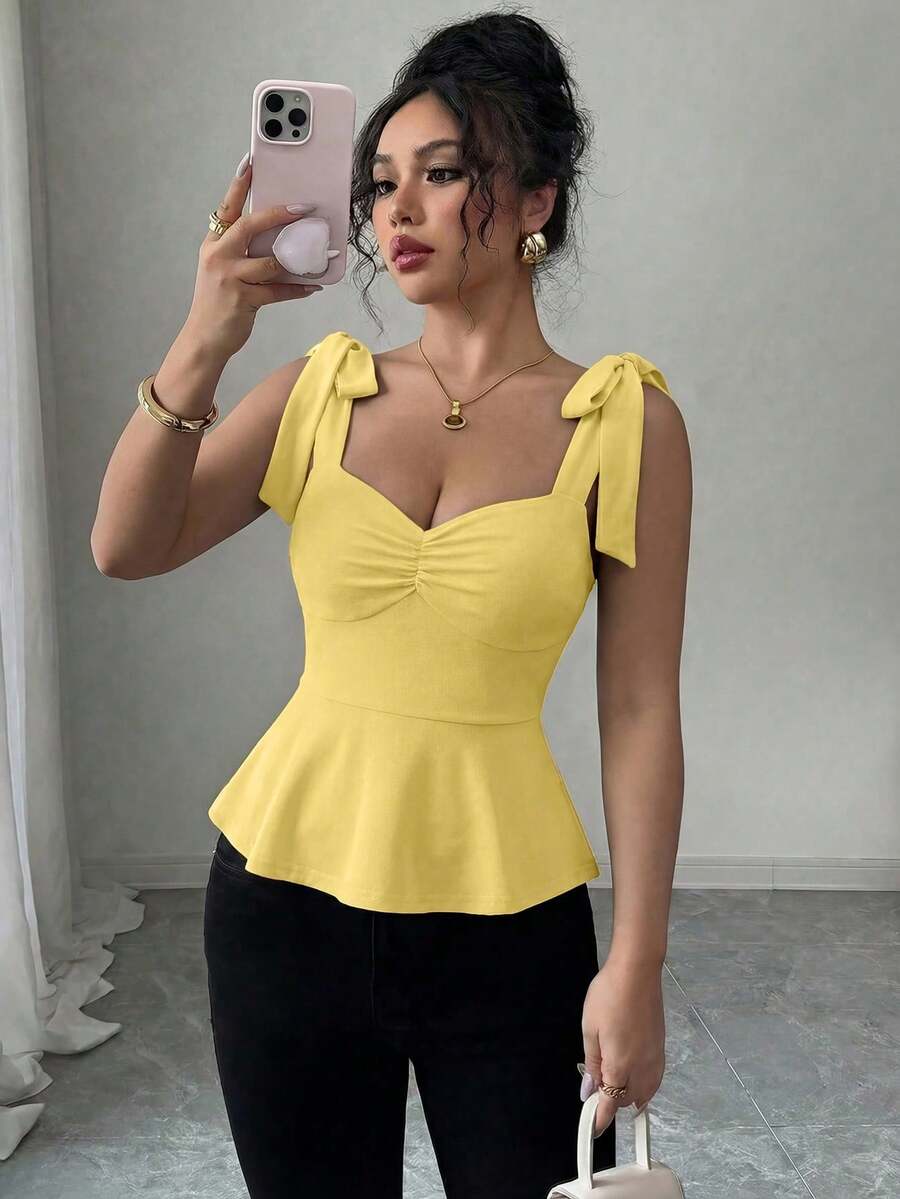 Camiseta de mujer elegante y romántica - Amarillo claro - Ver 1