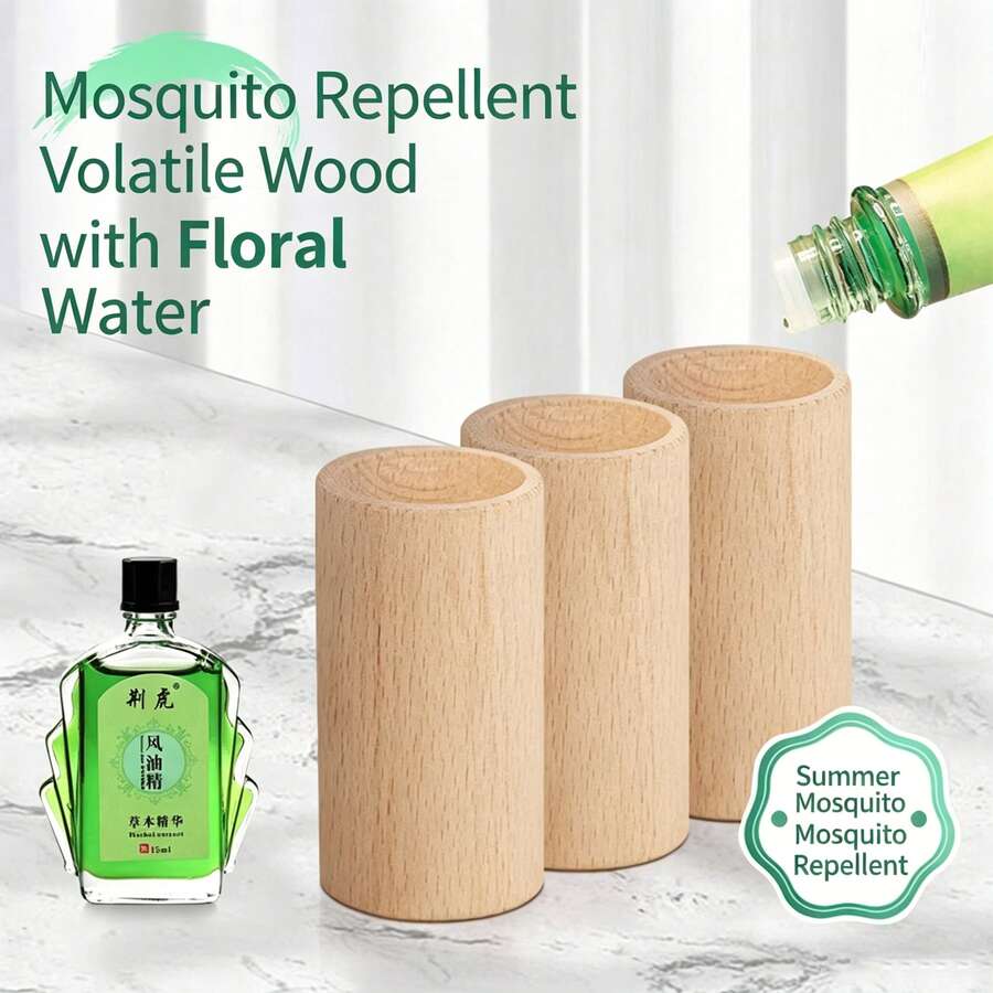 3/6pcs Natural Wood Aromatherapy Diffuser Set, Cylinder Volatile Wood Sticks, Reusable Fireless Fragrance Diffuser For Home, Car & Office - Natural Wood Color - View 1