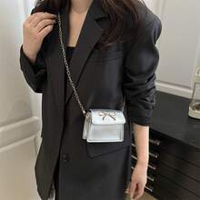 Bolso de cuero genuino para mujer, elegante bolso de mano y de hombro para oficina, citas y fiestas. Hermoso lazo, moderno, sencillo bolso bandolera cuadrado pequeño para mujer, 2026, nuevo, a la moda, elegante, de color sólido. - Blanco - Ver 6