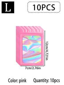 100/10pcs Transparent Holographic Bags, Odor-Proof Packaging Bags, Sealed Bags, Polyester Film Food Storage Bags, Zipper Sealed Bags, Polyester Film Holographic Resealable Bags, Suitable For Party Foods, Jewelry, Etc. - Multicolor - View 29