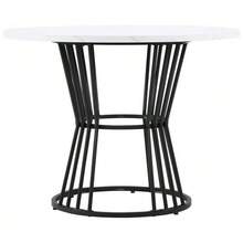 White Kitchen Table With Metal Base (1 Piece), Sturdy Metal Frame, Modern Marble Look - Or Dining Table, Breakfast Table - And Restaurant Table, White/Gold - Black - View 5
