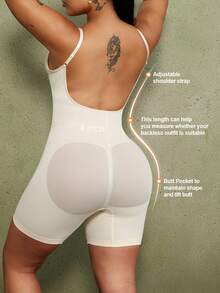 1 buah Bodysuit Pembentuk Tubuh Mikro Seksi Tanpa Punggung untuk Wanita Ukuran Plus, Musim Panas - Aprikot - View 5